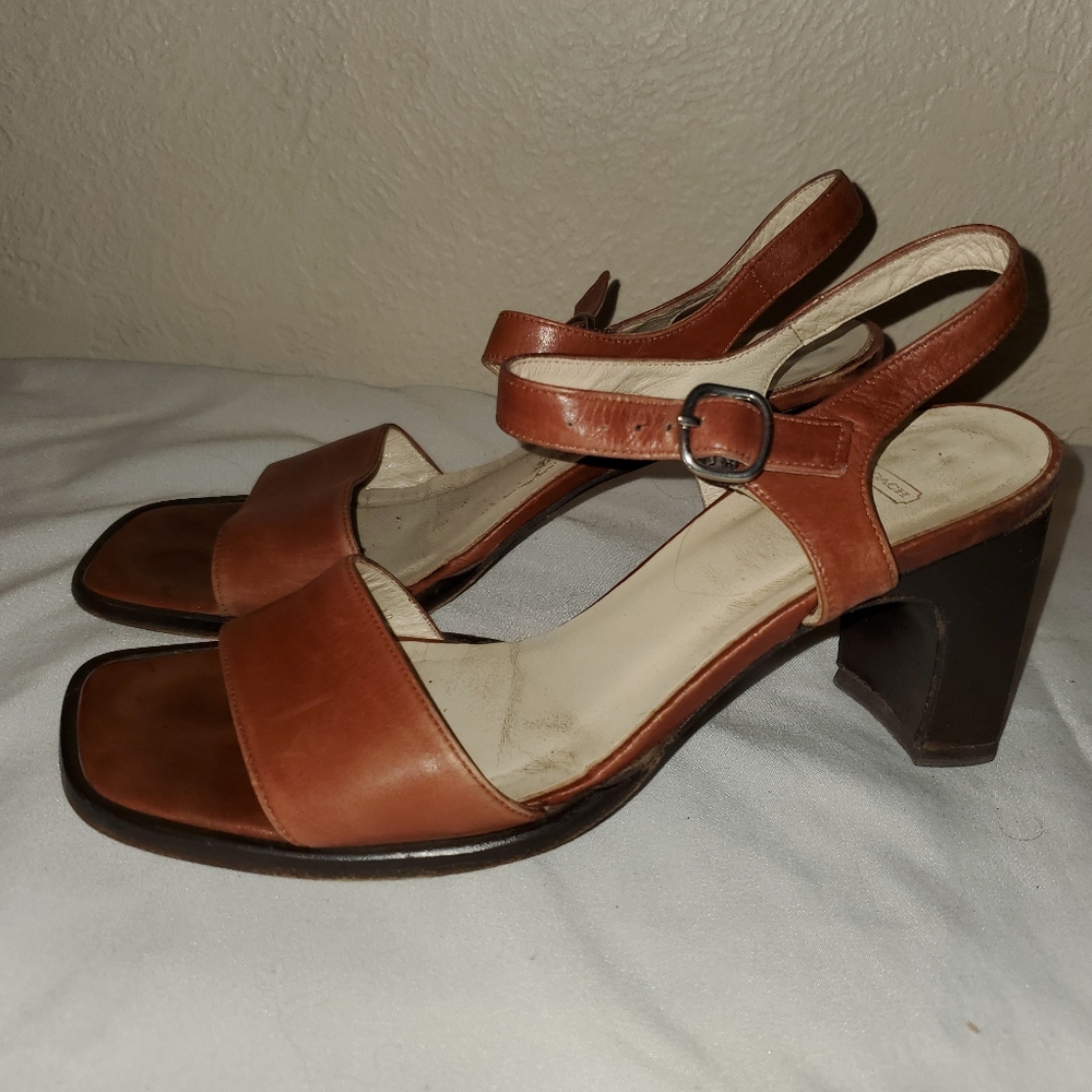 Coach Brown Leather Slingback Heels